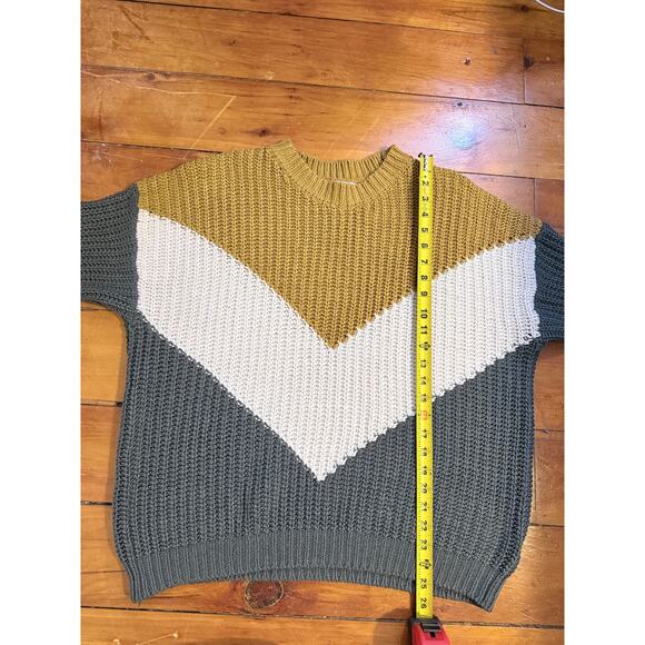 She + Sky Womens Chunky Knit Chevron Over Sized Sweater, One Size - Picture 6 of 6